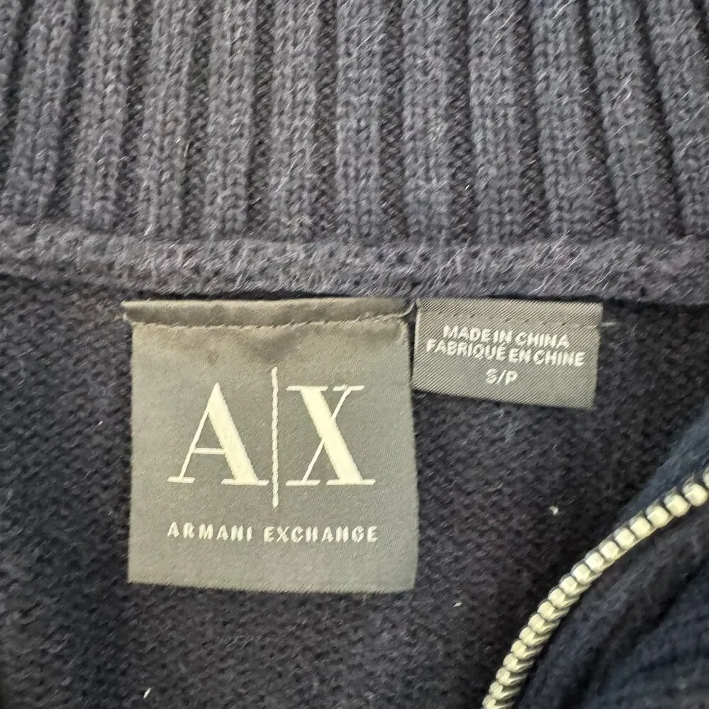 Armani Exchange 1/4 Zip Double Collar Cable Knit Sweater - Women's Small - Picture 2 of 6